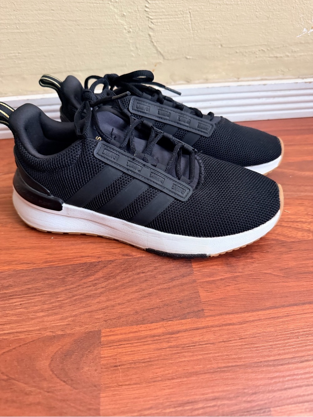 adidas Black Mesh Running Sneakers with White Midsole